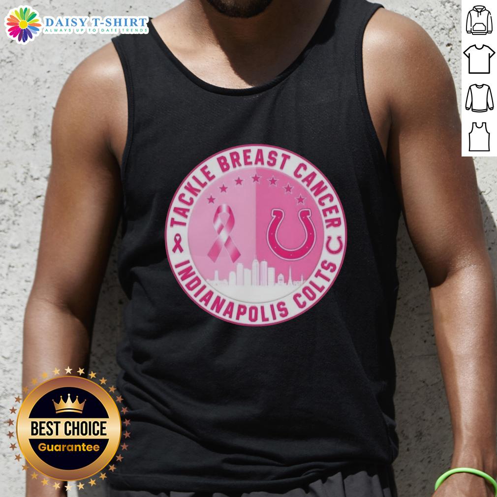 Official Tackle Breast Cancer Indianapolis Colts football skyline tank top featuring a vibrant cityscape design.
