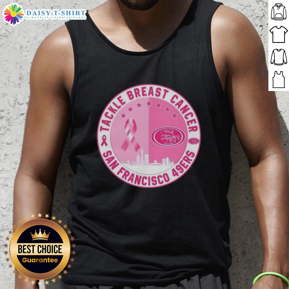 Official Tackle Breast Cancer San Francisco 49ers football skyline tank top showcasing team spirit and support for a cause.