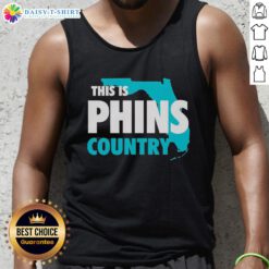 Official 'This Is Phins Country' tank top featuring a vibrant design, perfect for Miami Dolphins fans and summer wear.