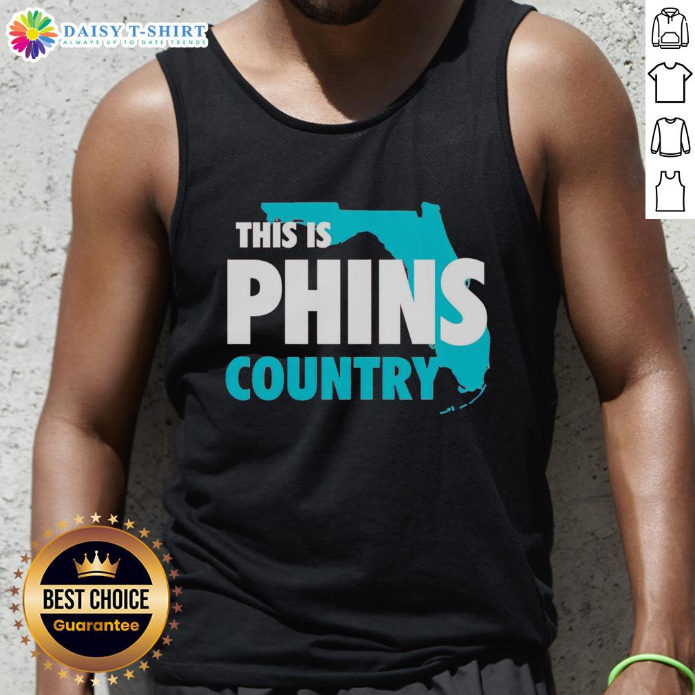Official 'This Is Phins Country' tank top featuring a vibrant design, perfect for Miami Dolphins fans and summer wear.