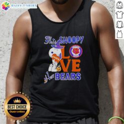 Alt Text: Official Snoopy Love Her Chicago Bears Tank Top featuring a playful Snoopy graphic and vibrant team colors.