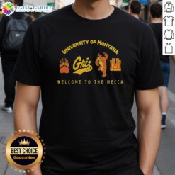 Alt Text: Official University of Montana Welcome To The Mecca T-Shirt featuring a vibrant design and school colors for alumni and students.
