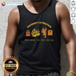 Alt Text: Official University of Montana Welcome to the Mecca tank top featuring a vibrant design perfect for summer wear.