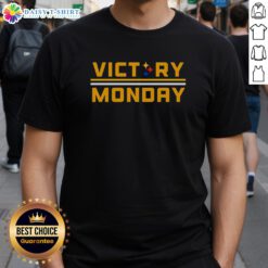 Official Victory Monday Pittsburgh Steelers T-Shirt featuring team logo and bold design for fans celebrating a win.