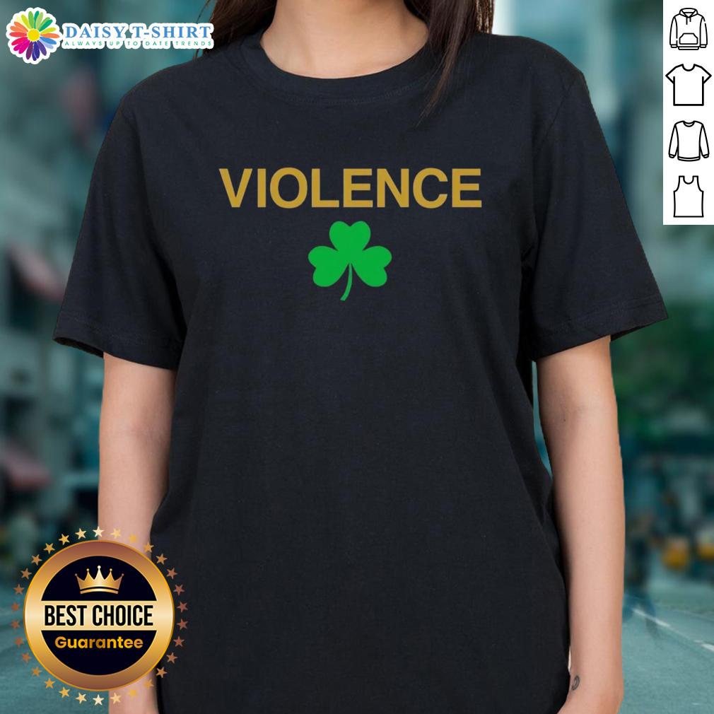Official Violence Shamrock Notre Dame Fighting Irish Ladies Tee in green, showcasing team spirit and style for female fans.