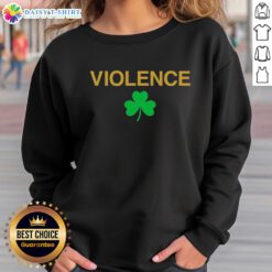 Official Violence Shamrock Notre Dame Fighting Irish Sweatshirt featuring bold team logo and green design.