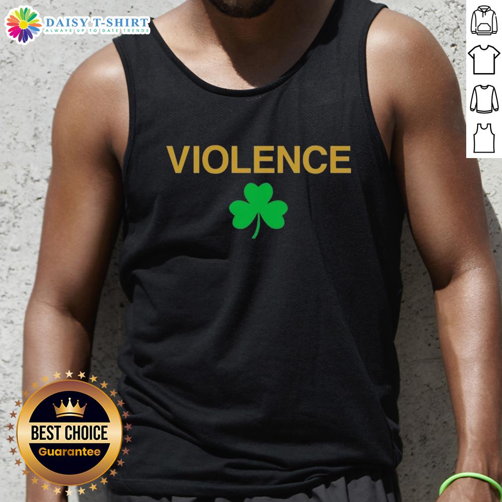 Official Violence Shamrock Notre Dame Fighting Irish tank top featuring vibrant graphics for loyal fans.