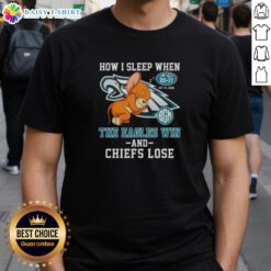 Premium 'How I Sleep When The Eagles Win & Chiefs Lose' T-Shirt showcasing a playful football fan design for NFL enthusiasts.
