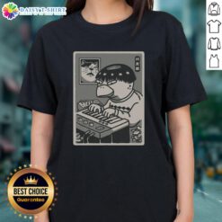 Alt Text: Stylish Pretty Yokai Synths Japanese Retro Ladies Tee featuring colorful yokai designs for a trendy, vintage look.