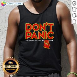 Top Don't Panic And Remember Your Towel Tank Top featuring a fun design, perfect for casual summer wear.