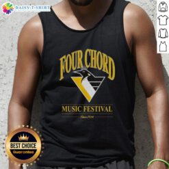 Top Four Chord Music Festival tank top featuring Pittsburgh Penguins NHL logo, perfect for hockey fans and music lovers.