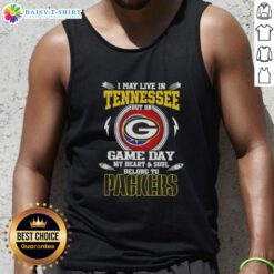 Green Bay Packers tank top showcasing team pride; perfect for game day in Tennessee. Heart and soul belong to Packers!