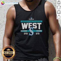 2025 Seattle Mariners AL West Division Champions tank top featuring bold team graphics and vibrant colors.
