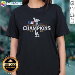 2025 Los Angeles Dodgers logo on a stylish ladies tee, celebrating the Top National League Champions.