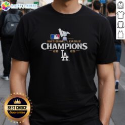 Top National League Champions 2025 Los Angeles Dodgers logo T-Shirt featuring vibrant team colors and iconic design.