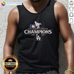 Top National League Champions 2025 Los Angeles Dodgers logo tank top showcasing team pride and style.