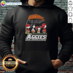 Alt Text: Top Peanuts Snoopy and Friends hoodie featuring 'It's The Most Wonderful Time of The Year' for Aggies New Mexico State.