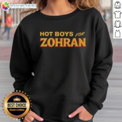 Trendy 'Top The Boys for Zohran' sweatshirt featuring bold graphics and a stylish design, perfect for casual wear.