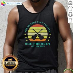 Top-The-Guitars-Play-Forever tank top featuring Ace Frehley 1951 USA graphic, perfect for music lovers and KISS fans.