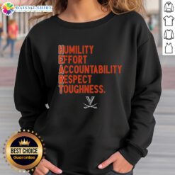 Virginia Cavaliers football H.E.A.R.T. sweatshirt featuring Humility, Effort, Accountability, Respect, Toughness design.
