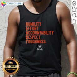 Top Virginia Cavaliers Football H.E.A.R.T. tank top featuring Humility, Effort, Accountability, Respect, Toughness design.
