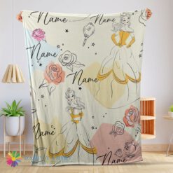 Awesome Cute Hot Disney Elegant Princess Belle Pretty Blanket Fleece Customized Blanket