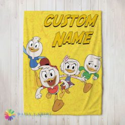 Good Cute Disney Ducktales Huey Dewey Louie Webby Yellow Cartoon Collage Blanket Fleece Customized Blanket