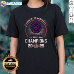 Hot Montreal Alouettes 112E Grey Cup Champions 2025 ladies tee showcasing city skyline design and team spirit.