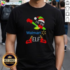 Alt Text: Nice Walmart I'm The Elf Dabbing Merry Christmas T-Shirt featuring a playful elf design perfect for holiday celebrations.
