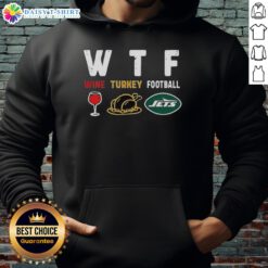 Cozy Nice Wine Turkey New York Jets Football Thanksgiving Hoodie, perfect for game day and holiday celebrations.