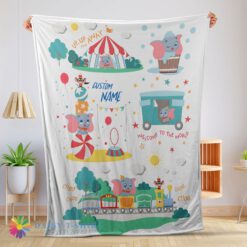 Perfect Cute Dumbo Personalized Minky Blanket Circus Elephant Nursery Blanket Fleece Customized Blanket