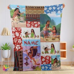 Perfect Disney Cartoon Moana Family With Friends Blanket Fleece Customized Blanket