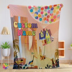 Perfect Disney Pixar Up With Our Balloons And Sky With House Movie Blanket Customize Blanket
