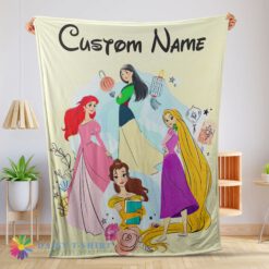 Perfect Disney Princess Ariel Mulan Rapunzel Belle Princess Blanket Fleece Customized Blanket