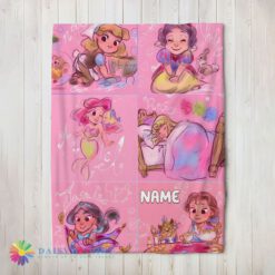 Pretty Hot Cute Disney Cute Kids Princess Sketches Blanket Fleece Customized Blanket