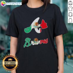 Awesome Atlanta Braves baseball tee with Mexican flag design for ladies, perfect for game day and showing team spirit.