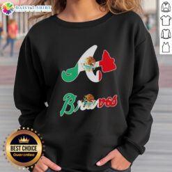 Awesome Atlanta Braves baseball sweatshirt featuring a vibrant Mexican flag design for sports fans and cultural pride.