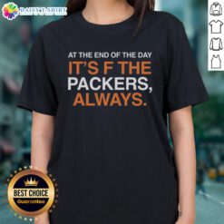 Alt Text: Chicago Bears WR DJ Moore wearing a ladies tee with 'F the Packers' slogan, showcasing team spirit and style.