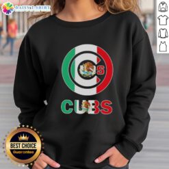 Alt Text: Awesome Chicago Cubs baseball sweatshirt featuring a vibrant Mexican flag design, perfect for fans and collectors.