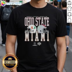 Awesome Cotton Bowl Classic 2025 T-Shirt featuring Miami Hurricanes vs Ohio State Buckeyes head-to-head design.