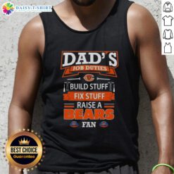 Awesome dad in a tank top showing Chicago Bears pride while building and fixing things around the house.