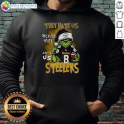 Awesome Grinch Santa Hat hoodie for Pittsburgh Steelers fans, perfect for Christmas and showcasing team spirit.