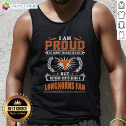 Alt Text: Texas Longhorns fan wearing a proud football lover tank top, celebrating team spirit and pride.