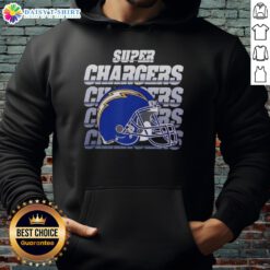 Los Angeles Chargers football hoodie featuring the Super Chargers helmet design, perfect for fans and game day.