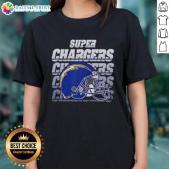 Stylish Los Angeles Chargers football tee featuring Super Chargers helmet design for ladies, perfect for game day.
