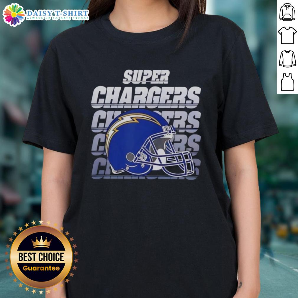 Stylish Los Angeles Chargers football tee featuring Super Chargers helmet design for ladies, perfect for game day.