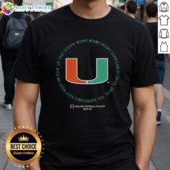 Alt Text: Miami Hurricanes T-Shirt featuring 'Drive Drive Drive You Hurricanes' slogan for CFP 2025-26 season.