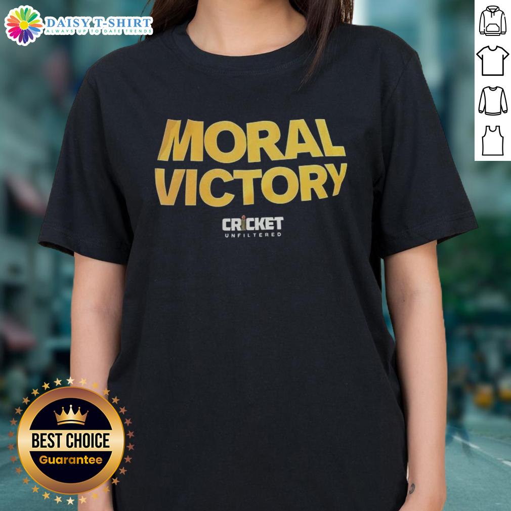 Awesome Moral Victory Cricket Unfiltered Ladies Tee featuring a stylish design perfect for female cricket enthusiasts.
