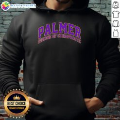 Awesome Palmer College of Chiropractic hoodie in navy blue, featuring the college logo and a comfortable design.
