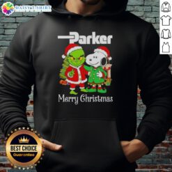 Awesome Parker Hannifin X Grinch and Snoopy Merry Christmas Hoodie featuring festive designs for holiday cheer.